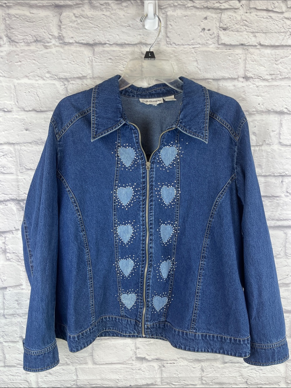 C.D. Daniels Women’s Rhinestone Heart Denim Jacket Cottage Country Grandma
